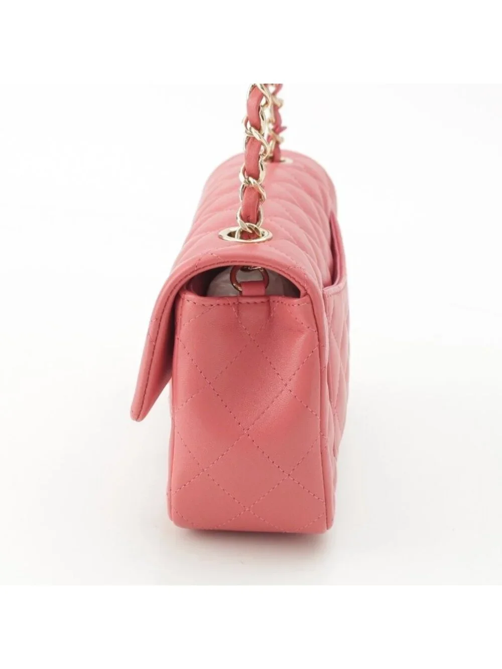 Chanel Mini Quilted 20 Lambskin Charm Chain Shoulder Bag Pink